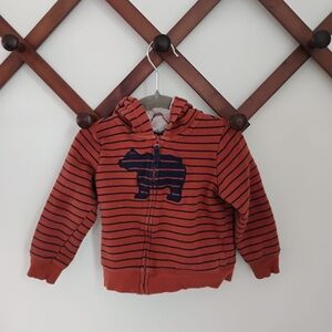 Carter's Orange Striped Hoodie with Bear Design